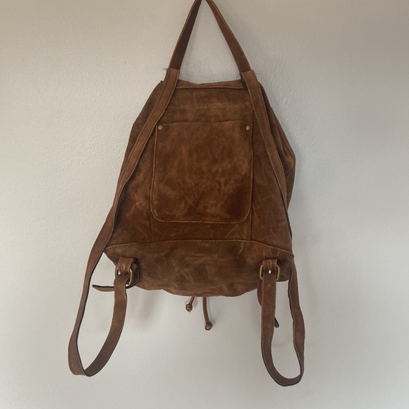 Patricia Nash Casape Backpack in Burnished Suede Cognac, braided trim, durable - Picture 4 of 15